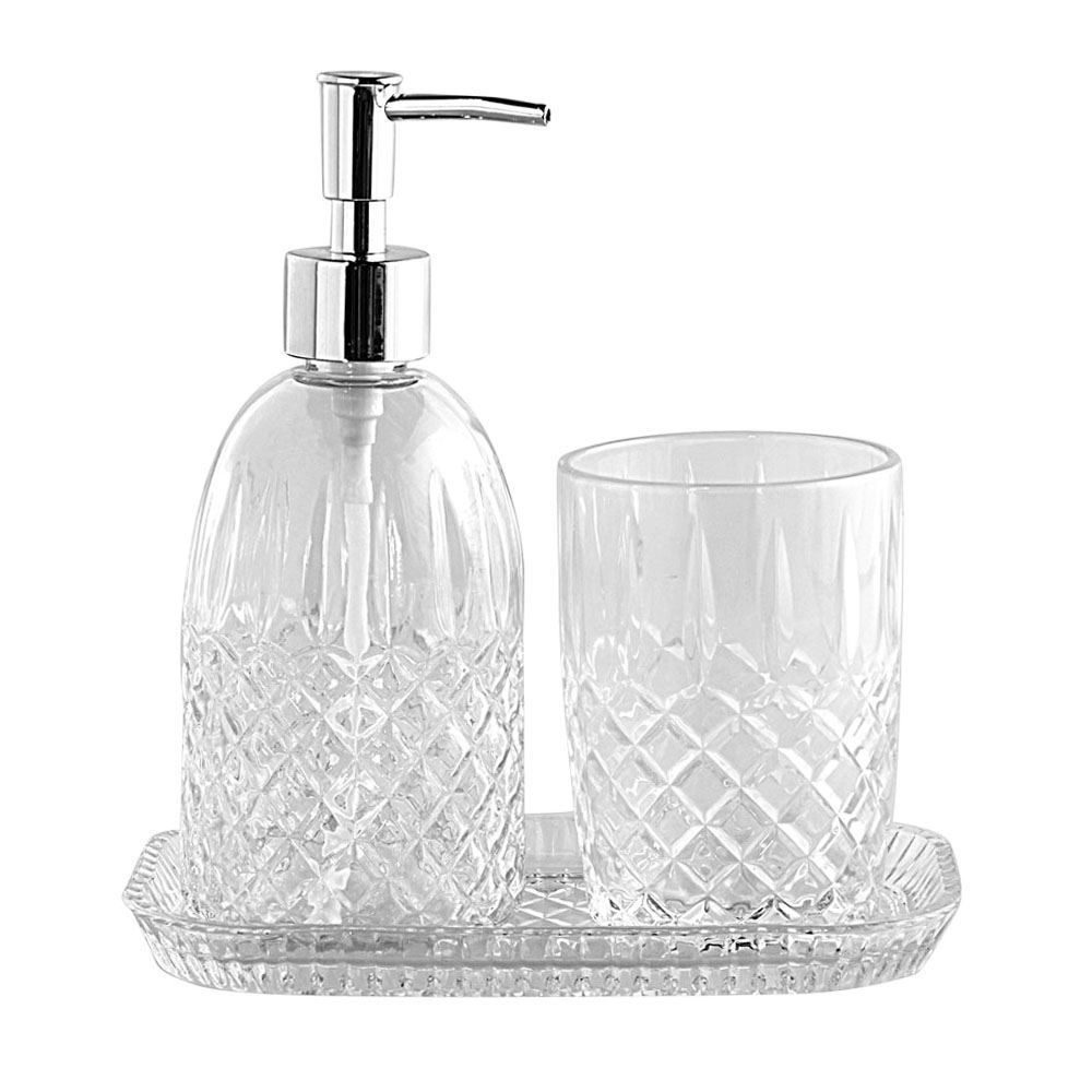 Conjunto De Banheiro Em Vidro Lyor 3 Peças - Diamante Prata