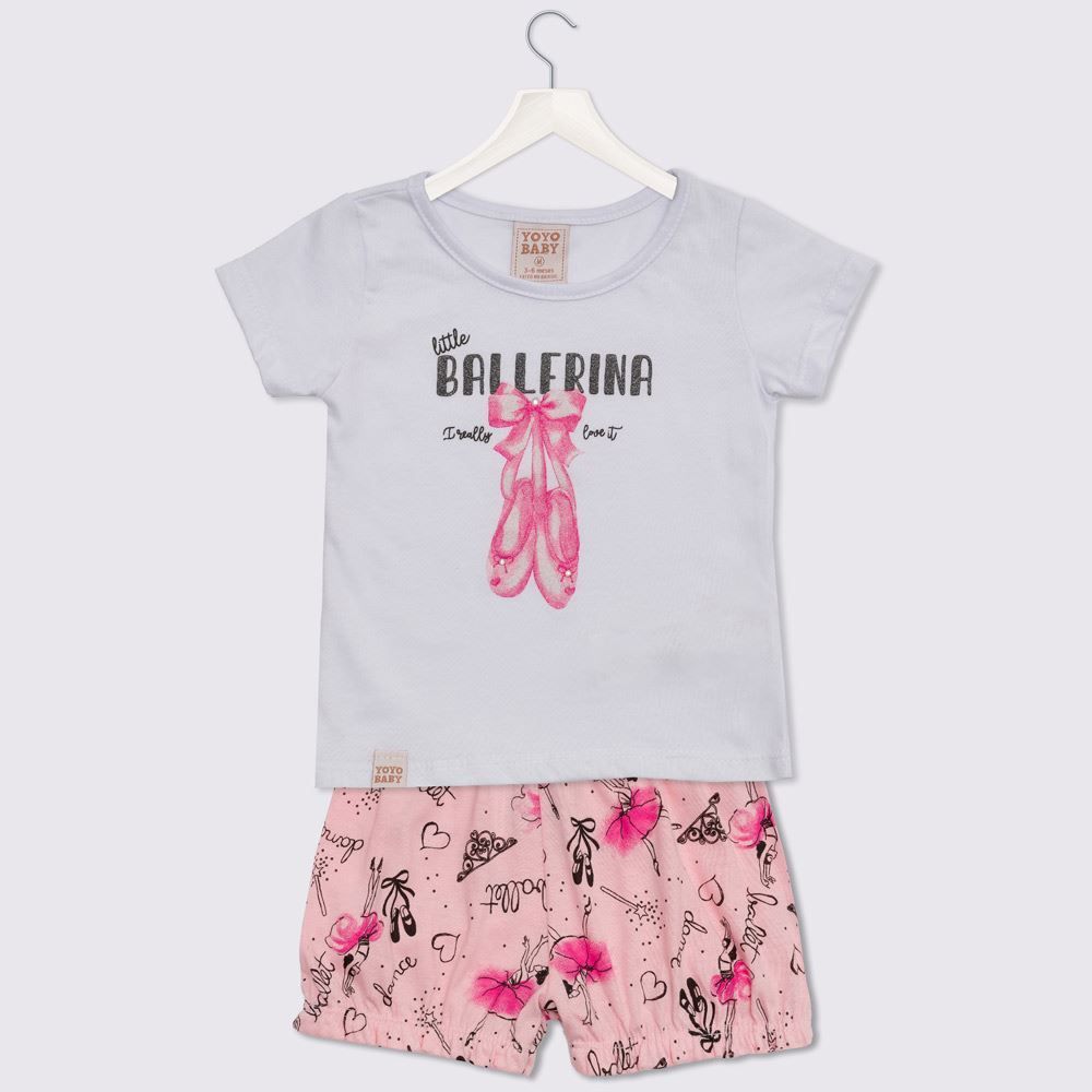 Conjunto de Bebê Blusa e Shorts Balé Yoyo Baby