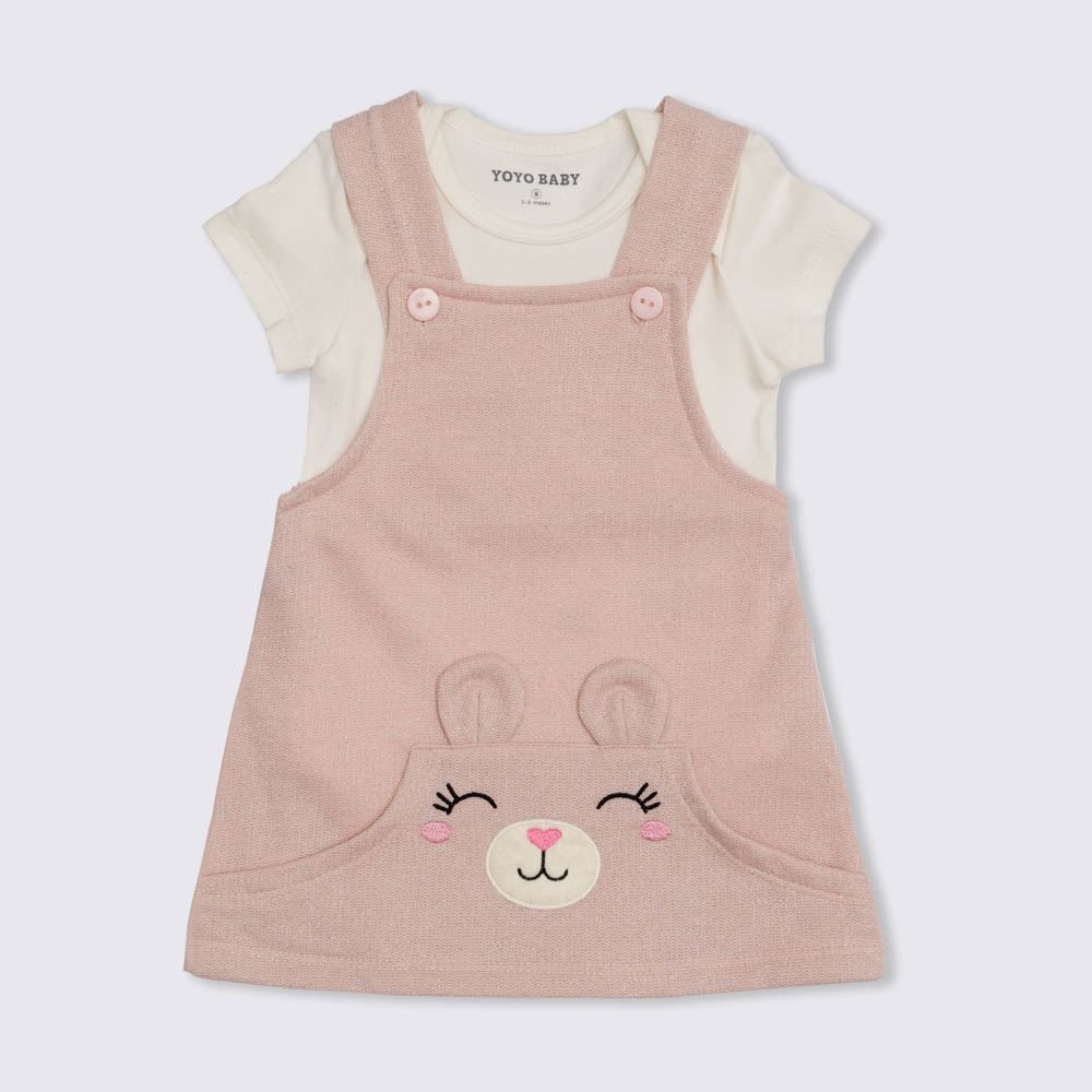 Conjunto de Bebê Jardineira + Body Malha Yoyo Baby