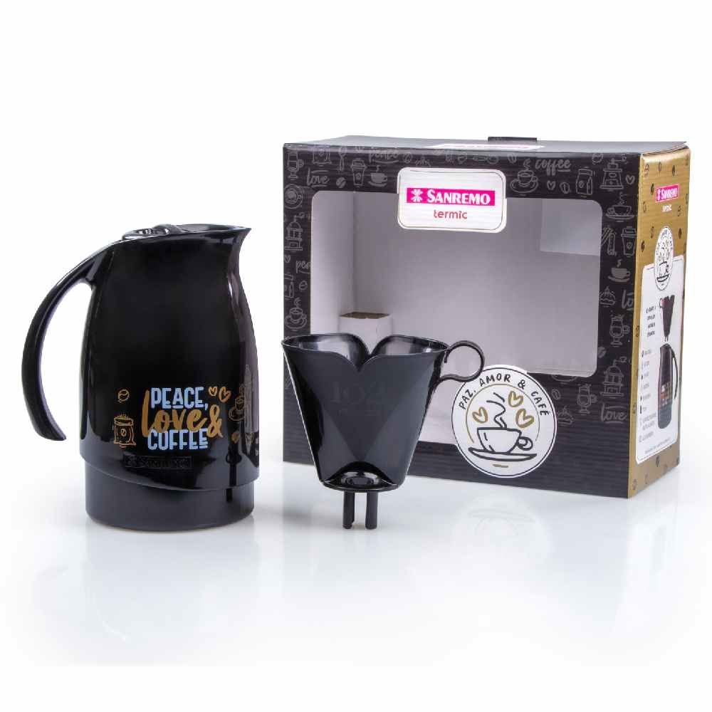 Conjunto De Bule Térmico Com Porta Filtro 102 Sanremo - Preto