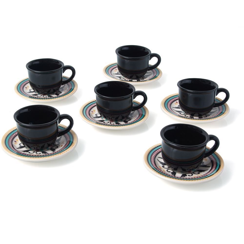 Jogo De Café Floreal Luiza Oxford 12 Pçs - Preto