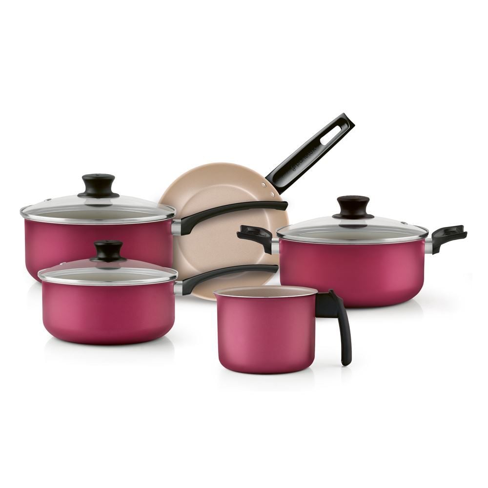 Conjunto De Panelas Aluminio 5 Pçs Aa Bege/Cereja Magnific - CEREJA