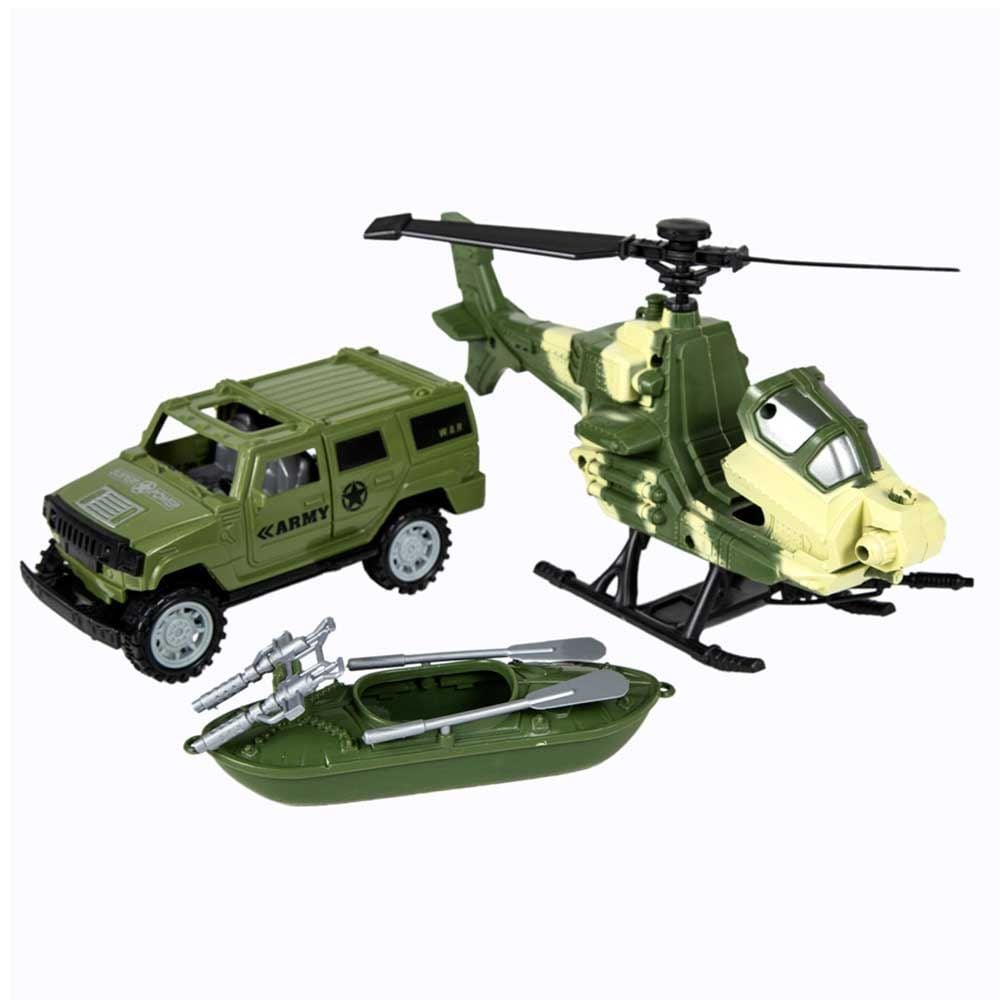 Conjunto Militar Helicóptero, Jipe E Canoa Havan Toys - HBR0317