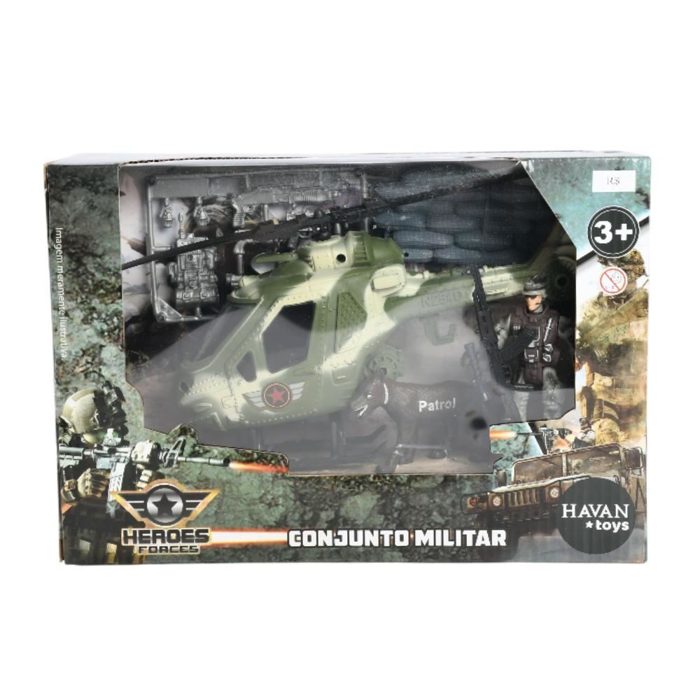 Conjunto Militar Helicóptero e Soldado Havan Toys - HBR0319