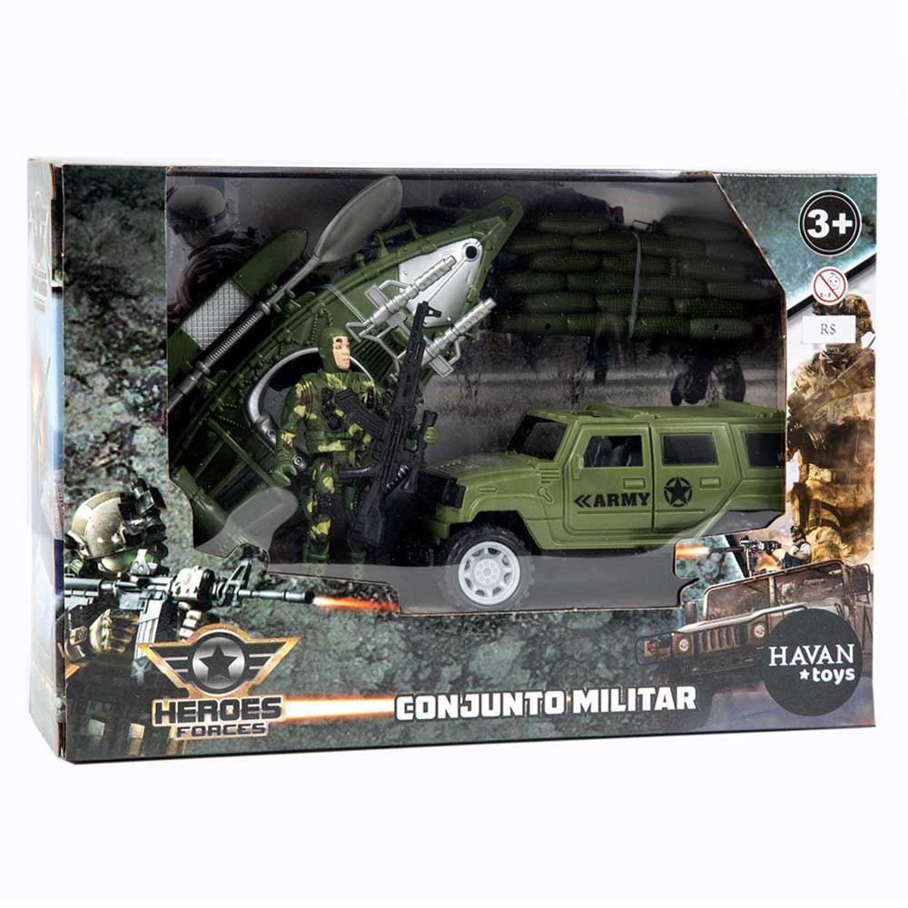 Conjunto Militar Jipe E Barco Havan Toys - HBR0320