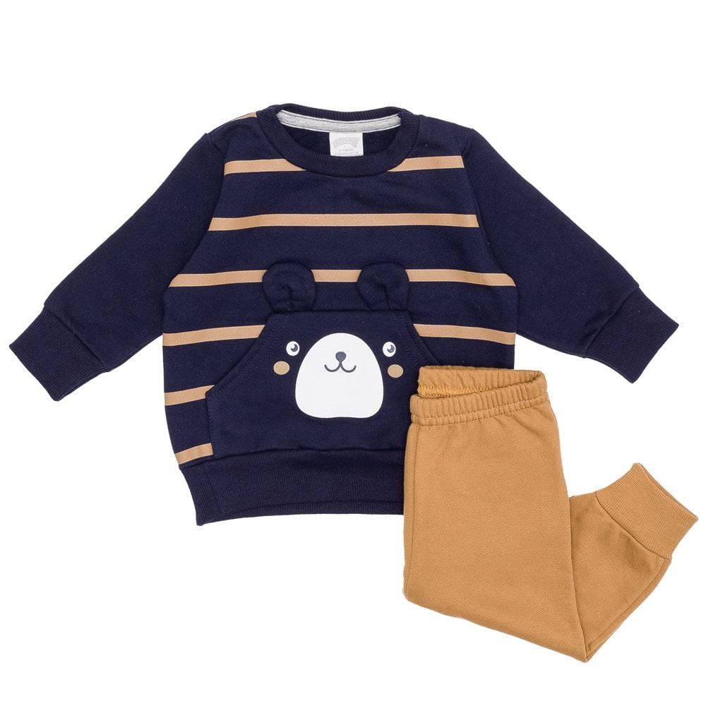 Conjunto Moletom de Bebê Blusão + Calça Urso Alakazoo