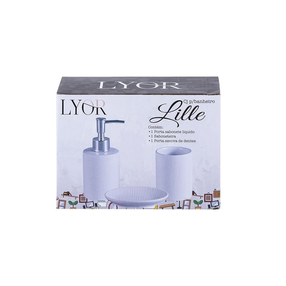 Conjunto Para Banheiro Branco 3 Peças Lyor - Lille