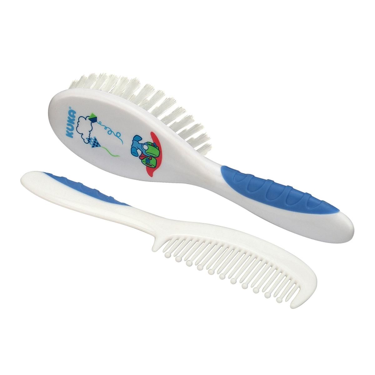 Kit Pente e Escova para Cabelo Bebê Soft Kuka Baby - Azul