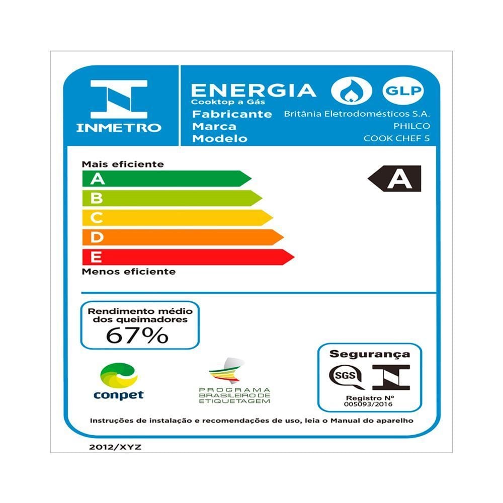 Fogão Cooktop Cook Chef 5 Bocas Philco Preto - Bivolt