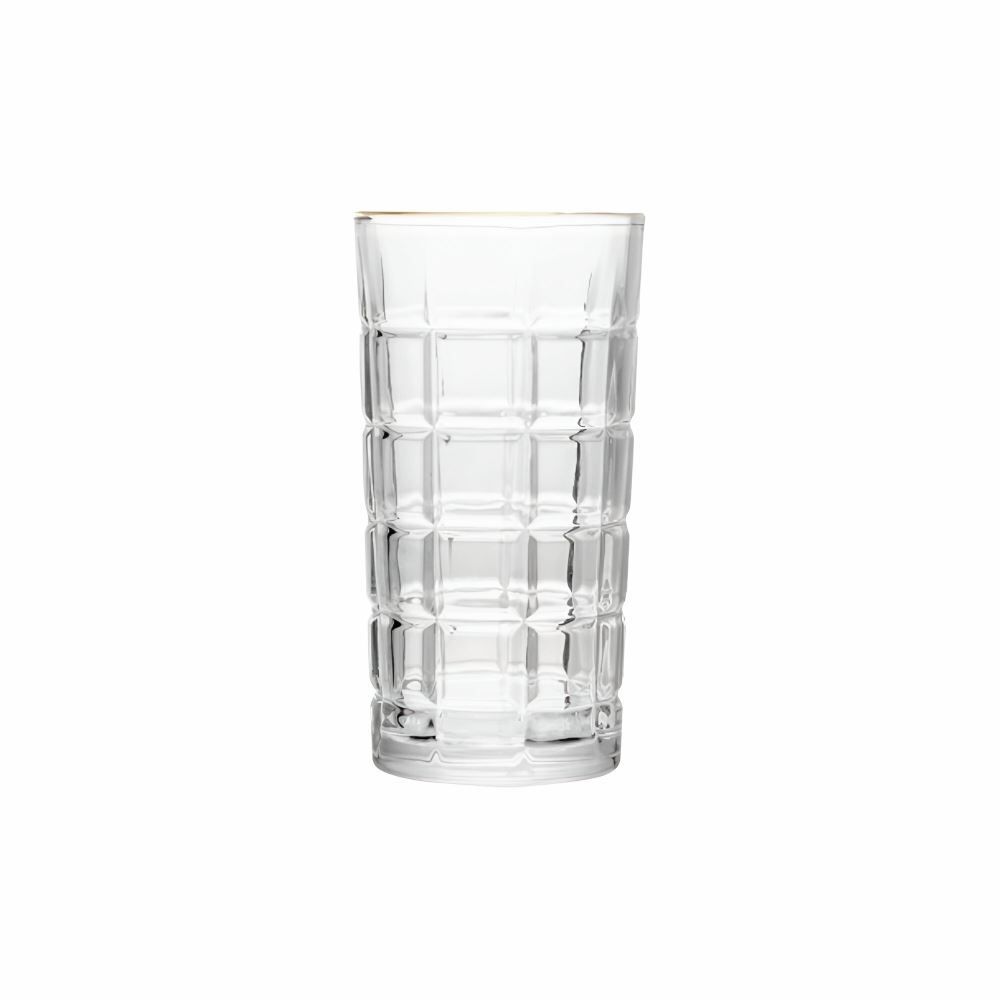 Copo Alto Square Com Filete Dourado 360 Ml - Transparente
