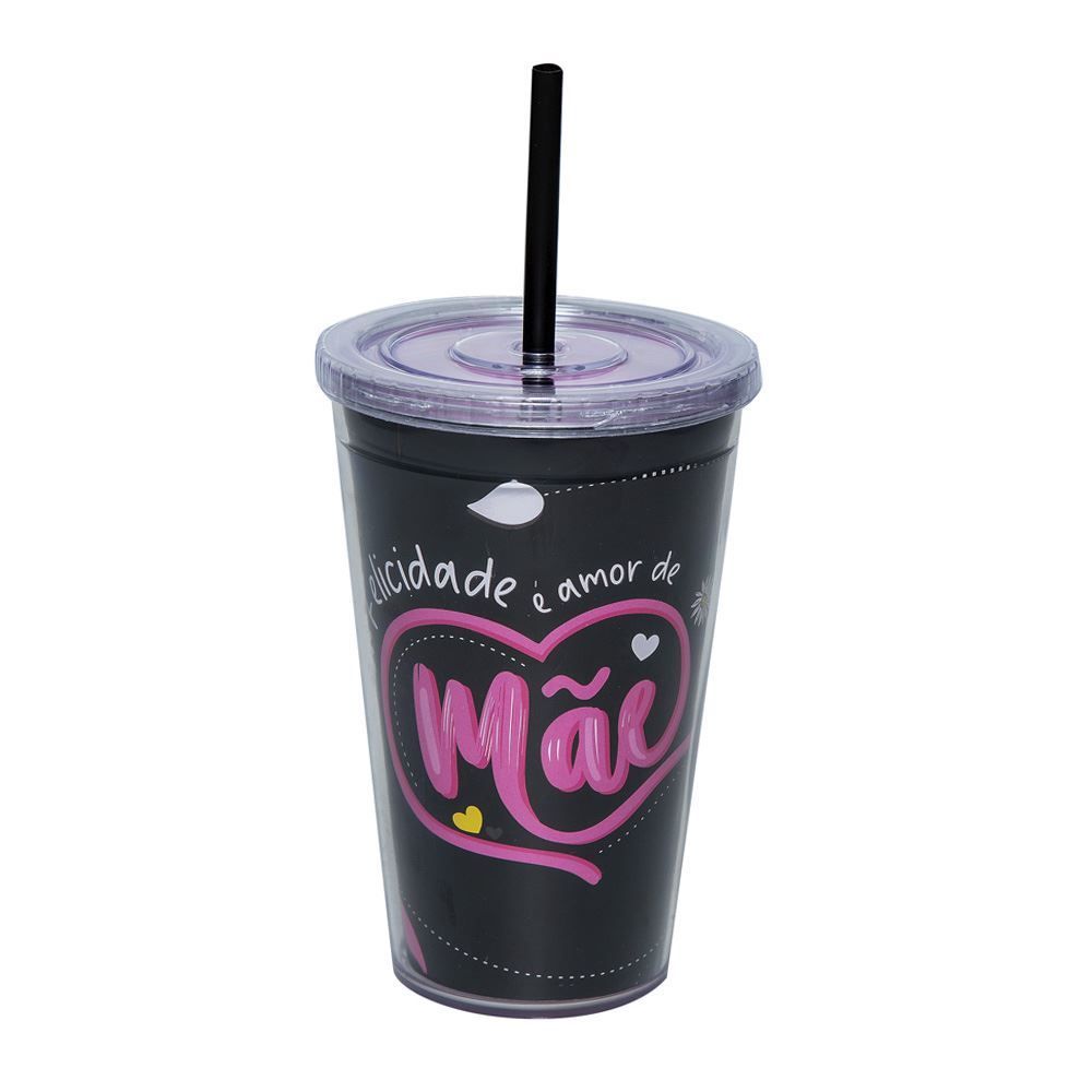 Copo Com Canudo Lumni 500Ml - Dia das Mães