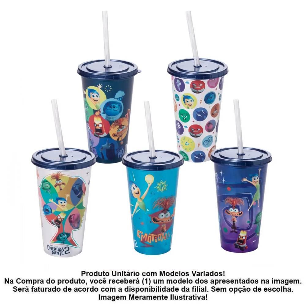 Copo Com Canudo Divertidamente Plasútil 500Ml - Sortido