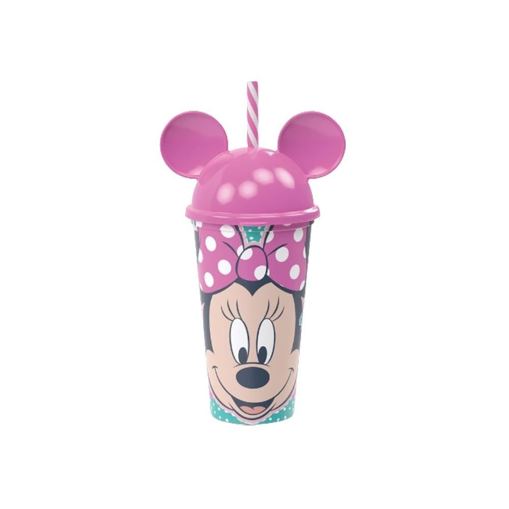 Copo Com Canudo Minnie 500Ml Plasútil - Rosa