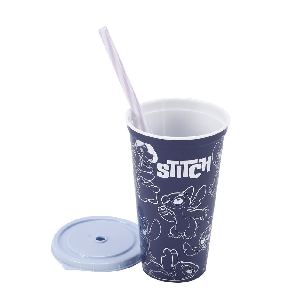 Copo De Plástico Com Canudo Plasútil 500Ml - STITCH