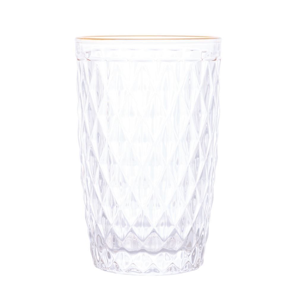 Copo De Vidro Bico De Abacaxi Lyor 330 Ml - Filete Dourado