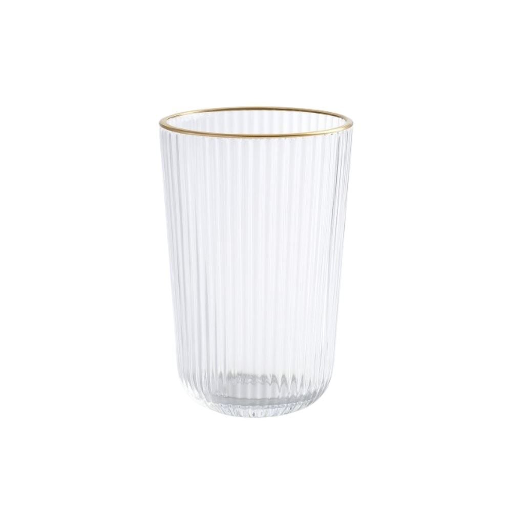 Copo De Vidro Filete Dourado Lines Wolff 430Ml - Transparente