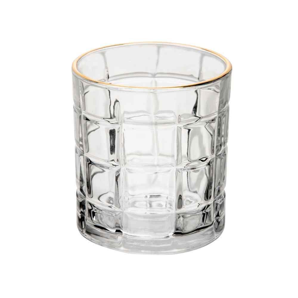 Copo De Whisky Com Filete Dourado Square Lyor - 330ml