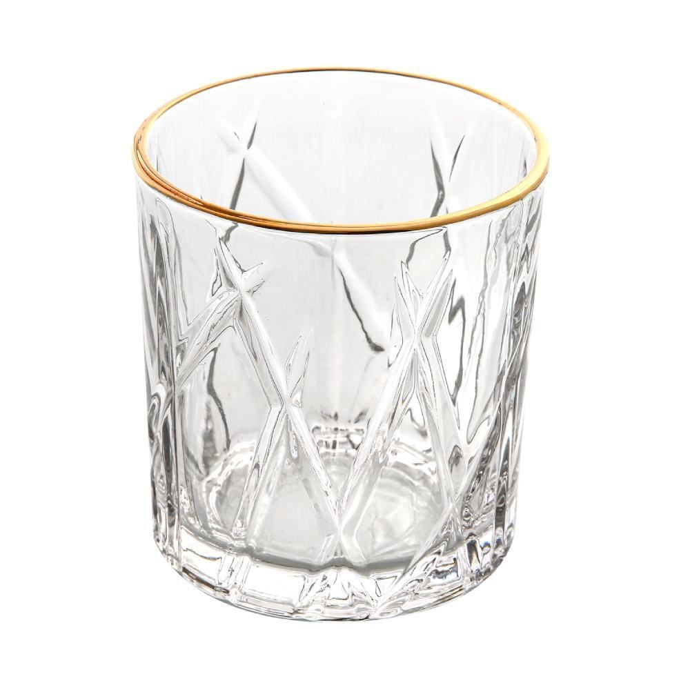 Copo De Whisky Em Cristal Filete Dourado Forest L'hermitage 310Ml - Transparente