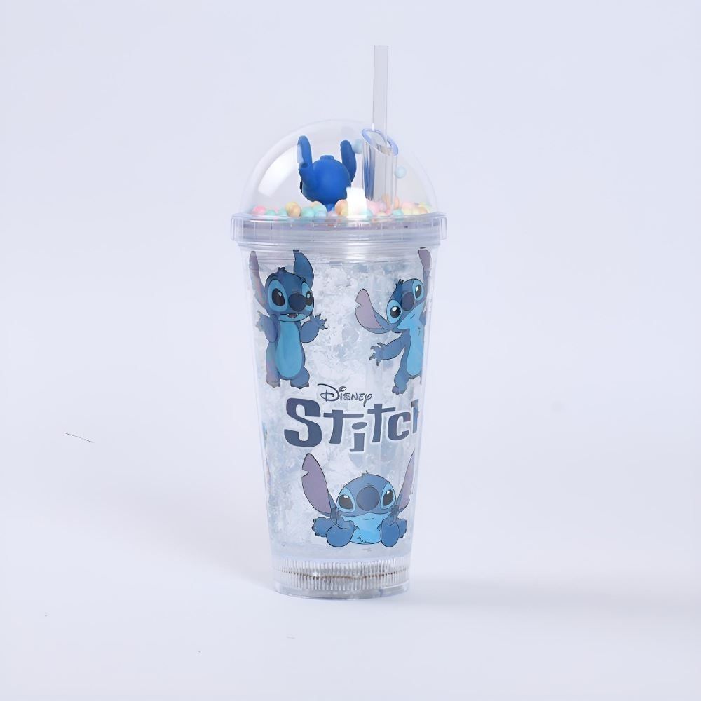 Copo Led com Canudo Stitch Disney 450Ml - Sortido