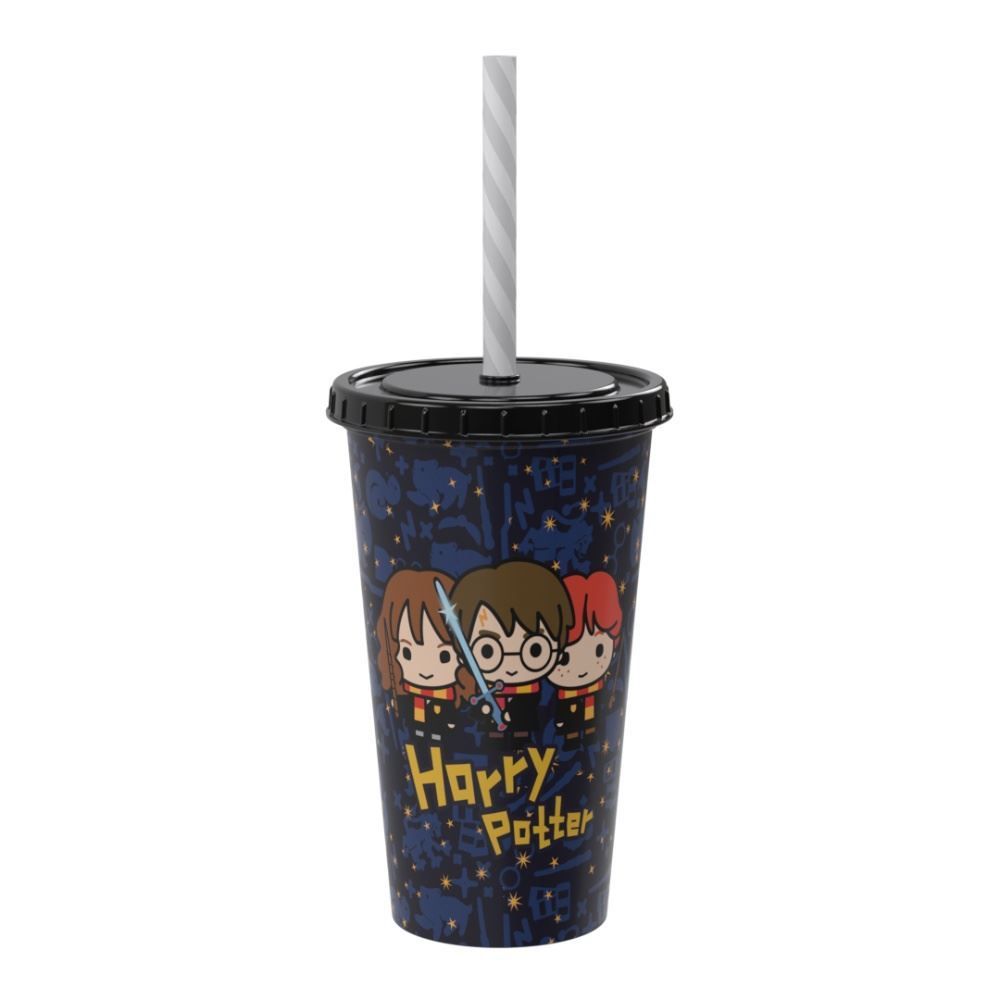 Copo com Canudo Harry Potter Plasútil 500Ml