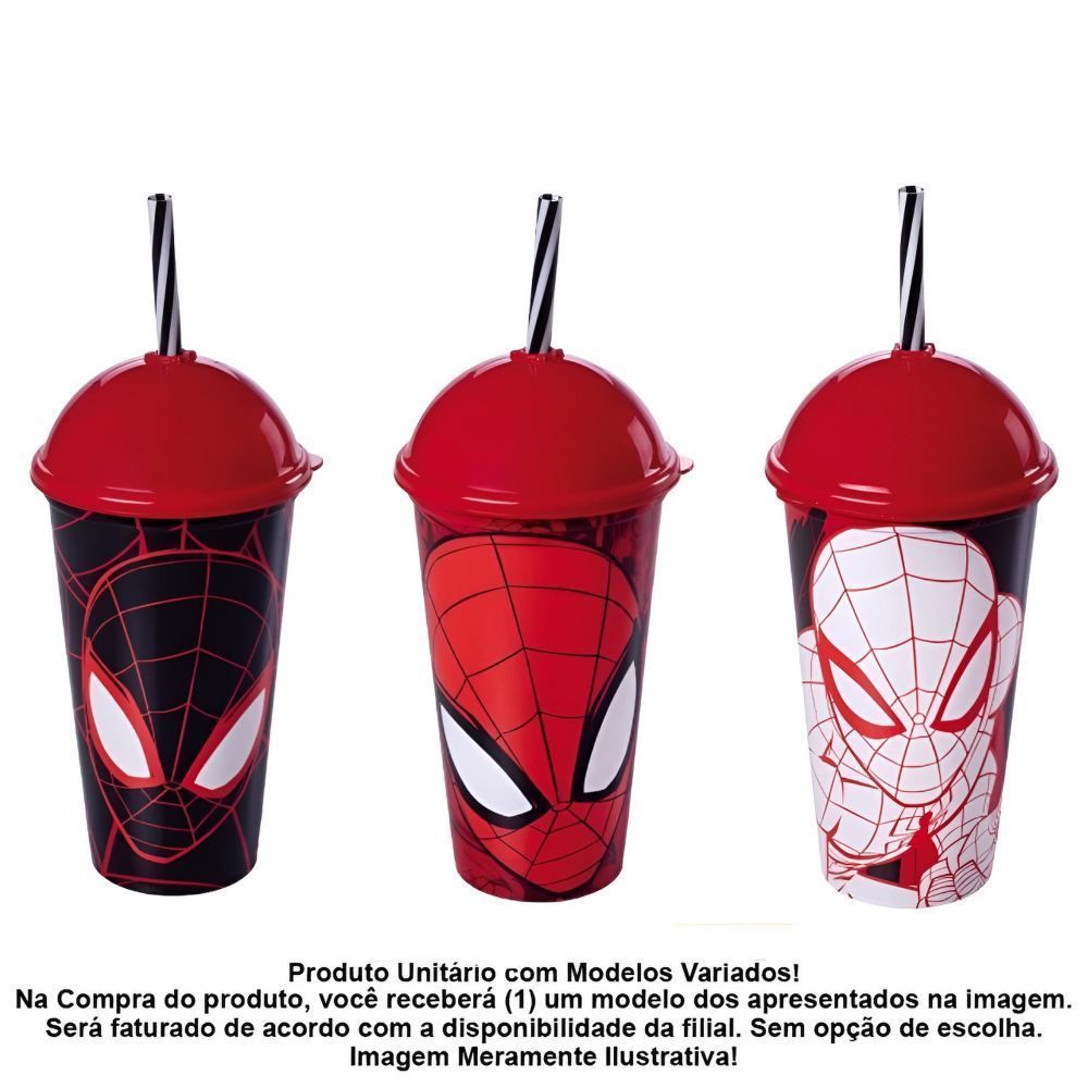 Copo Shake Homem Aranha Plasútil 500 Ml - Sortido