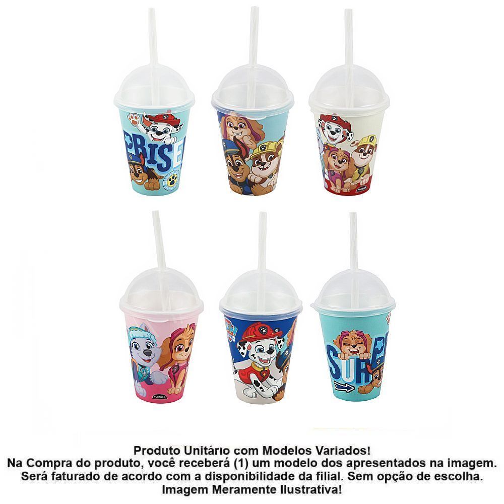 Copo Shake Patrulha Canina Plasútil 280Ml - Sortido