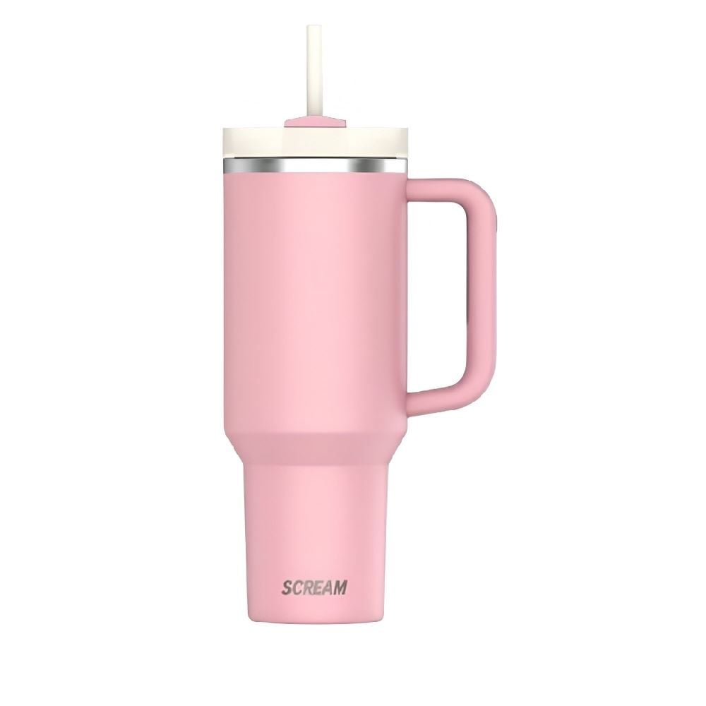 Copo Térmico Com Canudo E Alça Rosa Scream Havan Casa - 900ML
