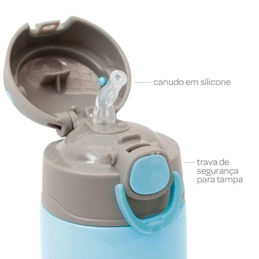 Copo Térmico Infantil Com Canudo Gumy Buba - Azul Claro