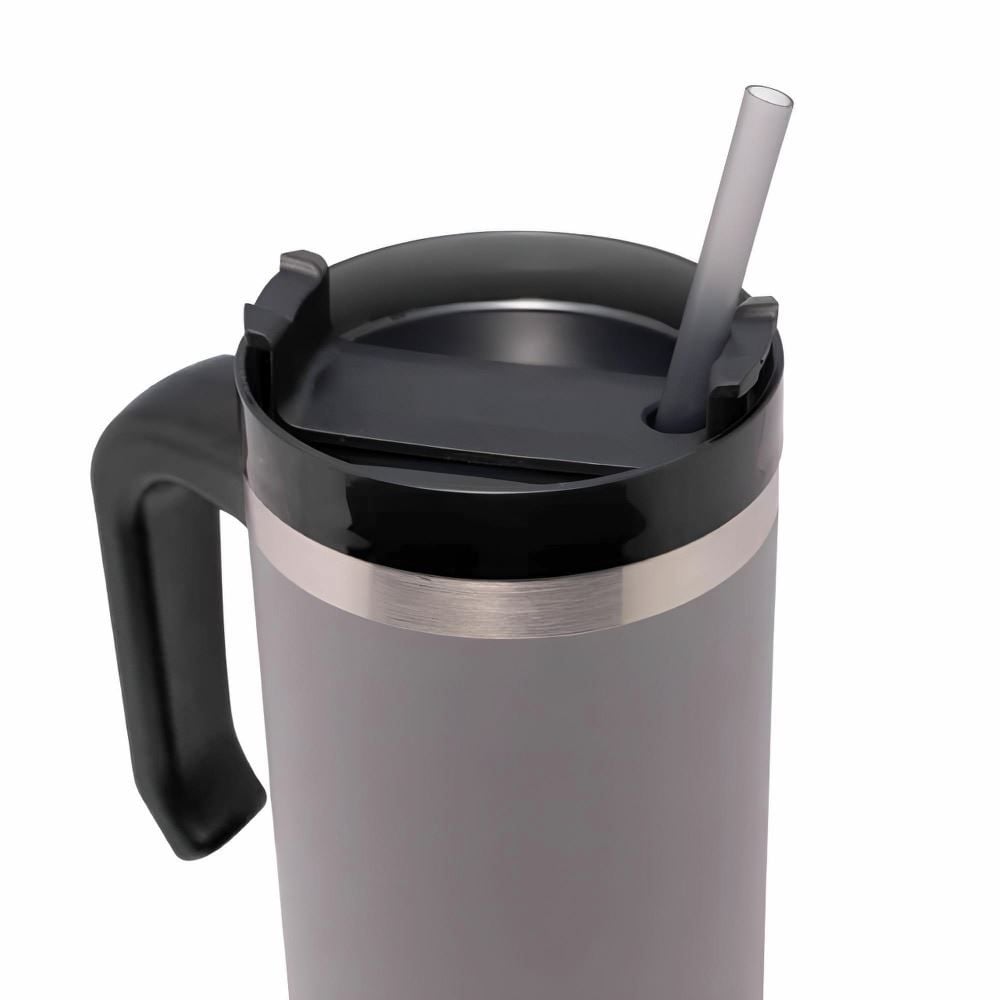 Copo Térmico Slim Com Canudo Wolff 890Ml - Cinza