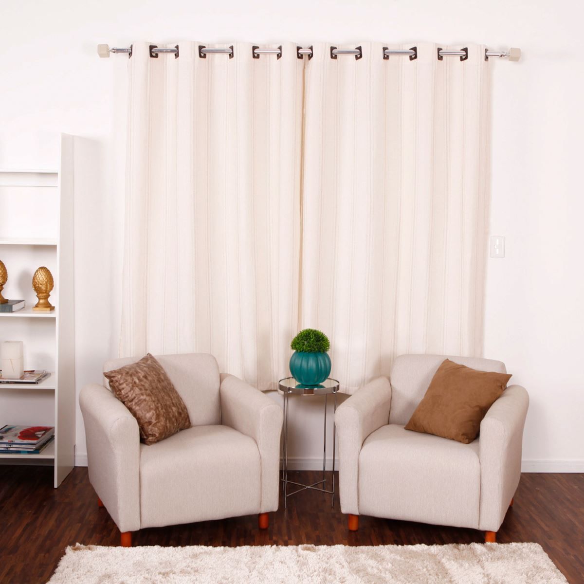 Cortina Chenille 3,00X2,50M Para Quarto E Sala - Bege