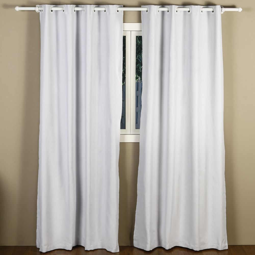 Cortina Para Quarto E Sala 2,60X2,30 M Corta Luz Tecido Brilho Liso - Branco 