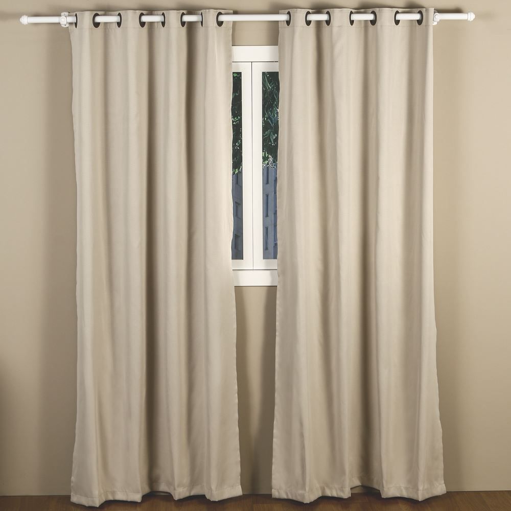 Cortina Para Quarto E Sala 2,60X2,30 M Corta Luz Tecido Brilho Liso - Marfim 