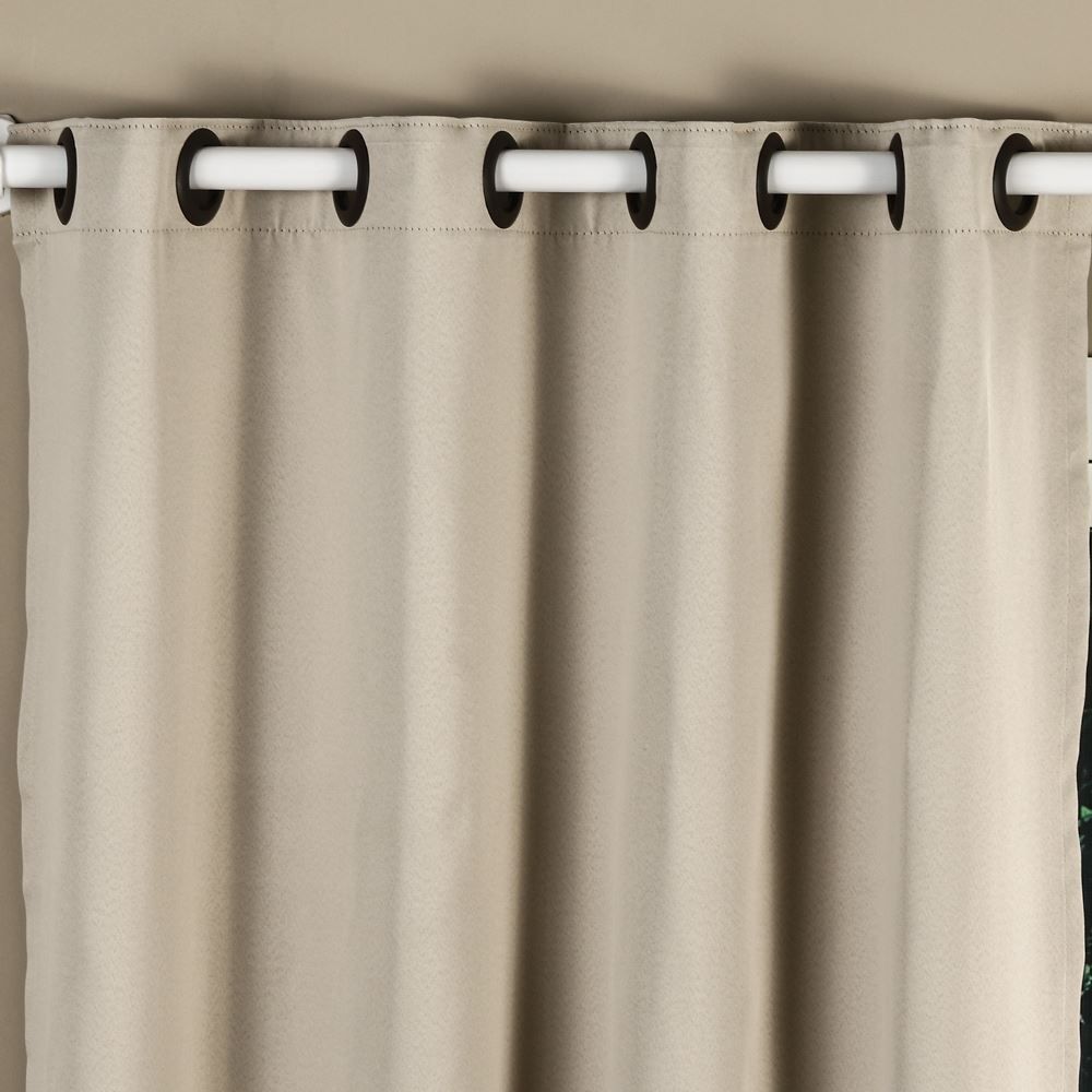 Cortina Para Quarto E Sala 2,60X2,30 M Corta Luz Tecido Brilho Liso - Marfim 