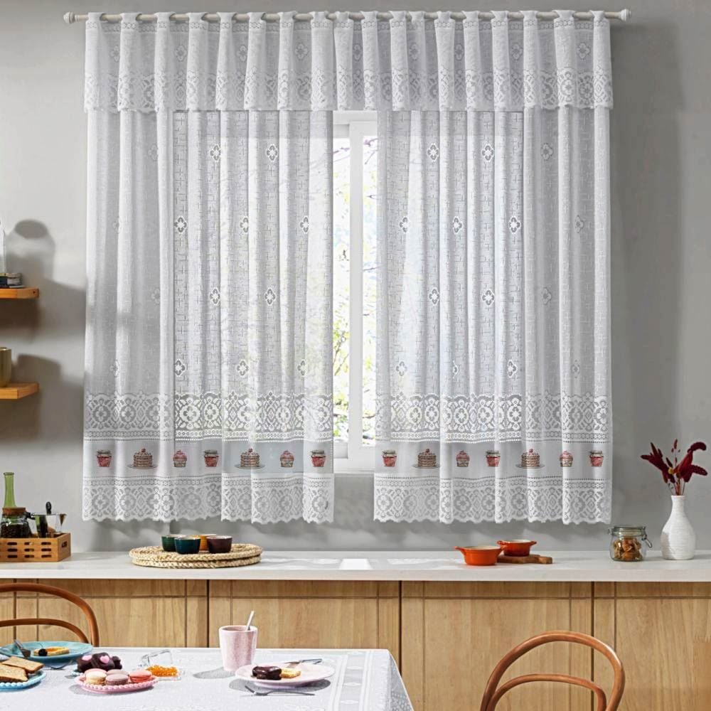 Cortina De Renda Para Cozinha Valencia 2,00X1,20M Havan Casa - Doce Rosa