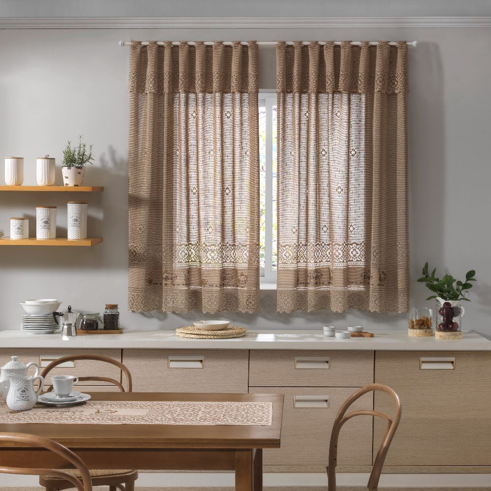 Cortina De Renda Para Cozinha Valencia 2,00X1,20M Havan - Café Taupe