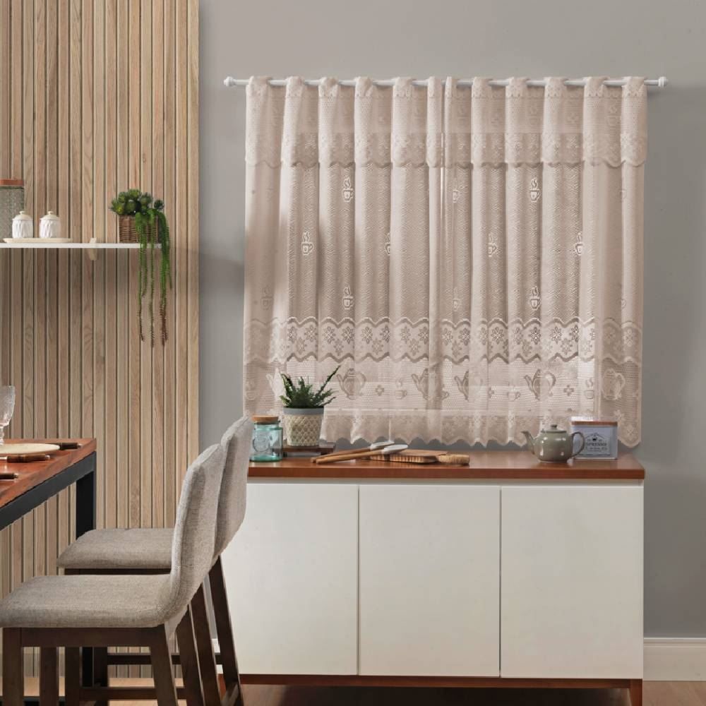 Cortina De Cozinha 2,20X1,20 M Clássica Havan Casa - Bule Bege