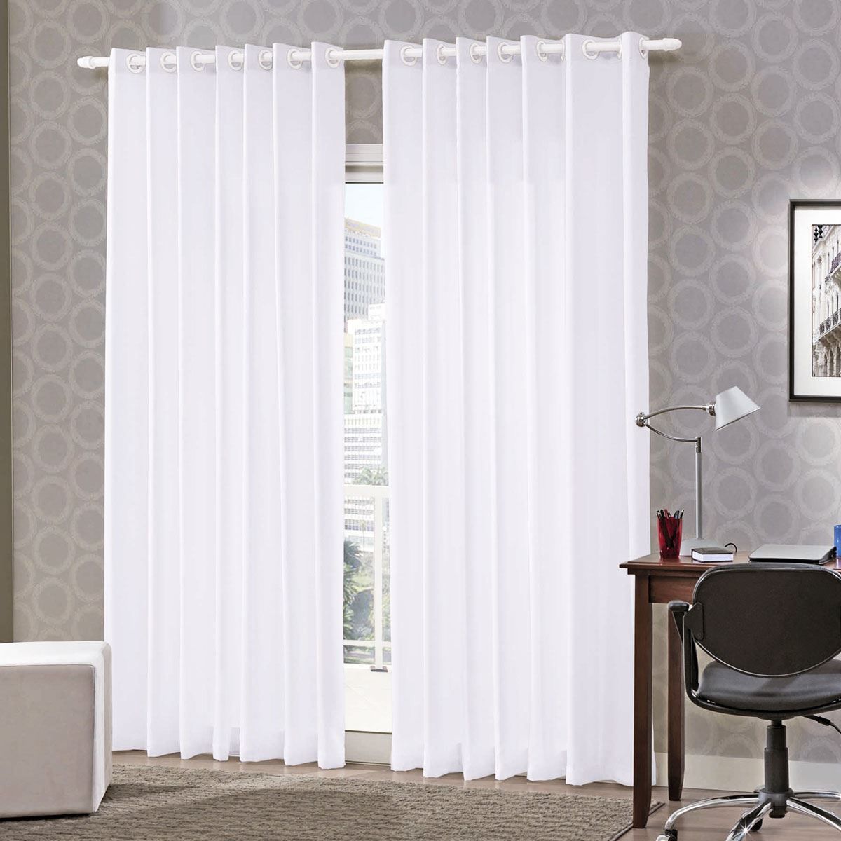 Cortina Duplex Lisa 5,40X2,50M Quarto E Sala - Branco