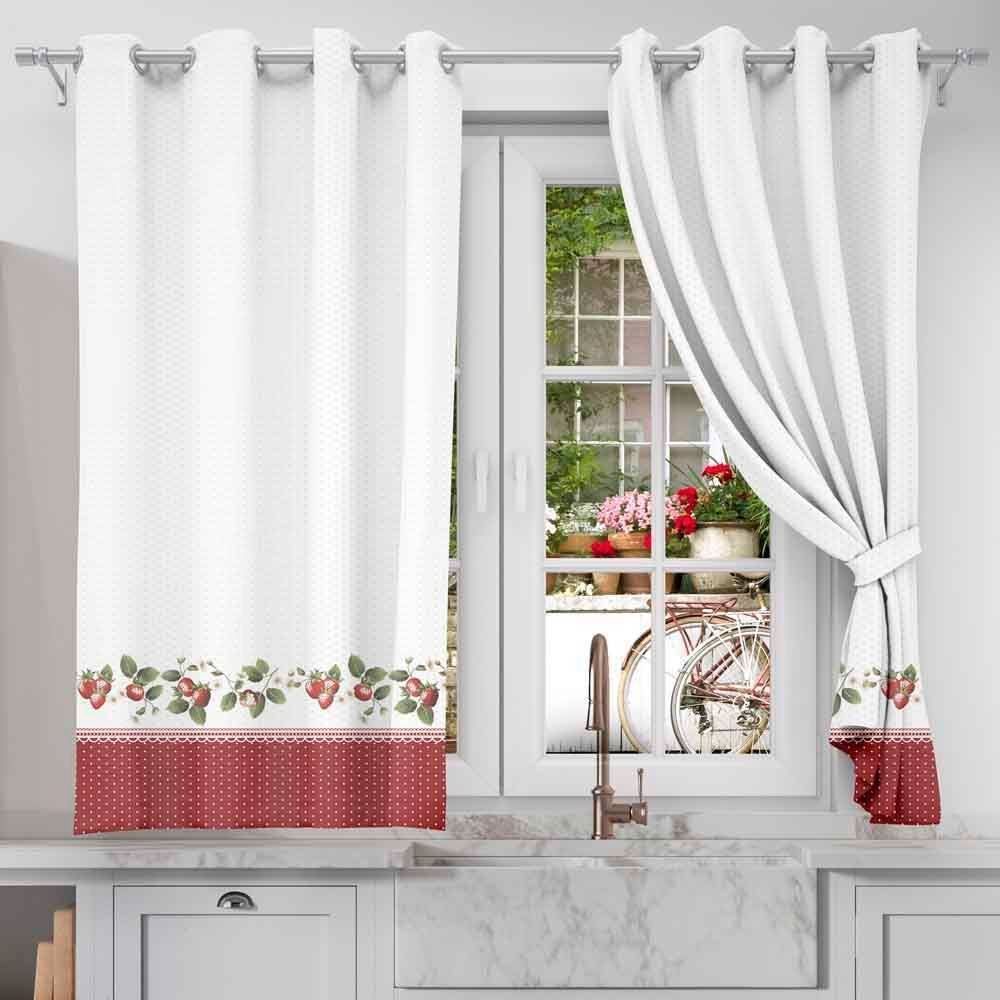 Cortina para Cozinha Gourmet 2,60X1,20 m Havan Casa - Morangos