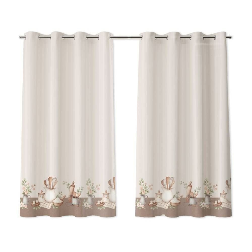Cortina para Cozinha Gourmet 2,60X1,20 m Havan Casa - Utensílios Marrom