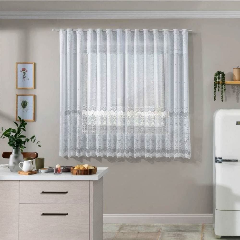 Cortina Para Cozinha De Renda 2,20M X 1,20M Arabesco Havan Casa - Branco
