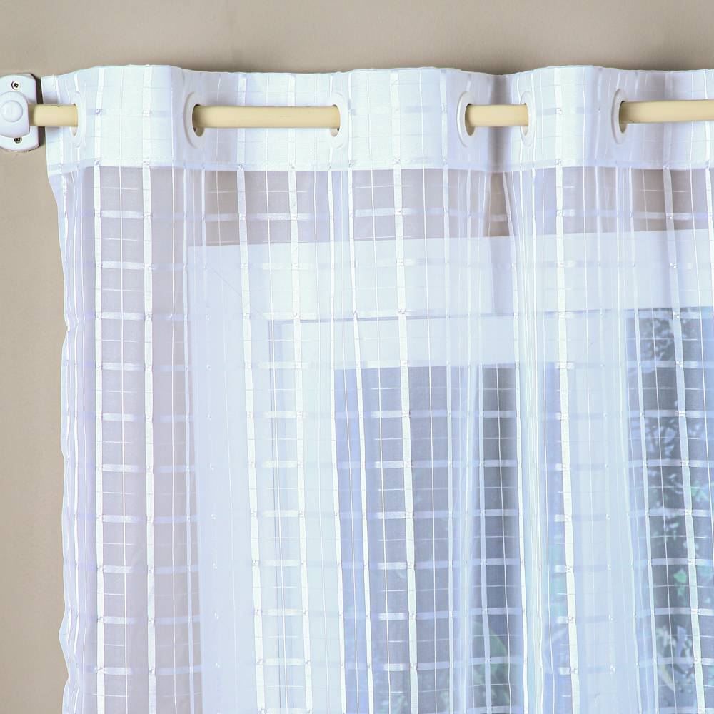Cortina Para Cozinha 2,60X1,20 Voil Xadrez Havan Casa - Branco