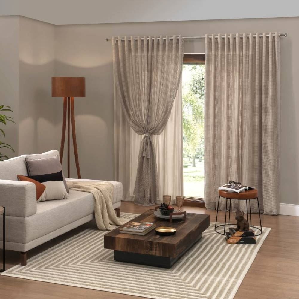 Cortina Para Quarto E Sala 2,60X2,30 M Ibiza De Renda Havan Casa - Bege