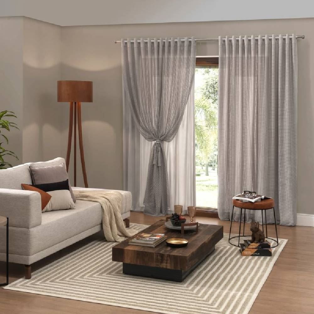 Cortina Para Quarto E Sala 2,60X2,30 M Ibiza De Renda Havan Casa - Prata