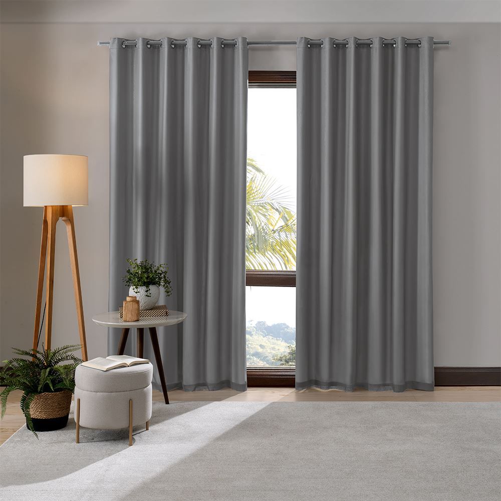 Cortina Para Quarto E Sala 2,60X2,30 M Pratika Bellini Havan Casa - Cinza Escuro