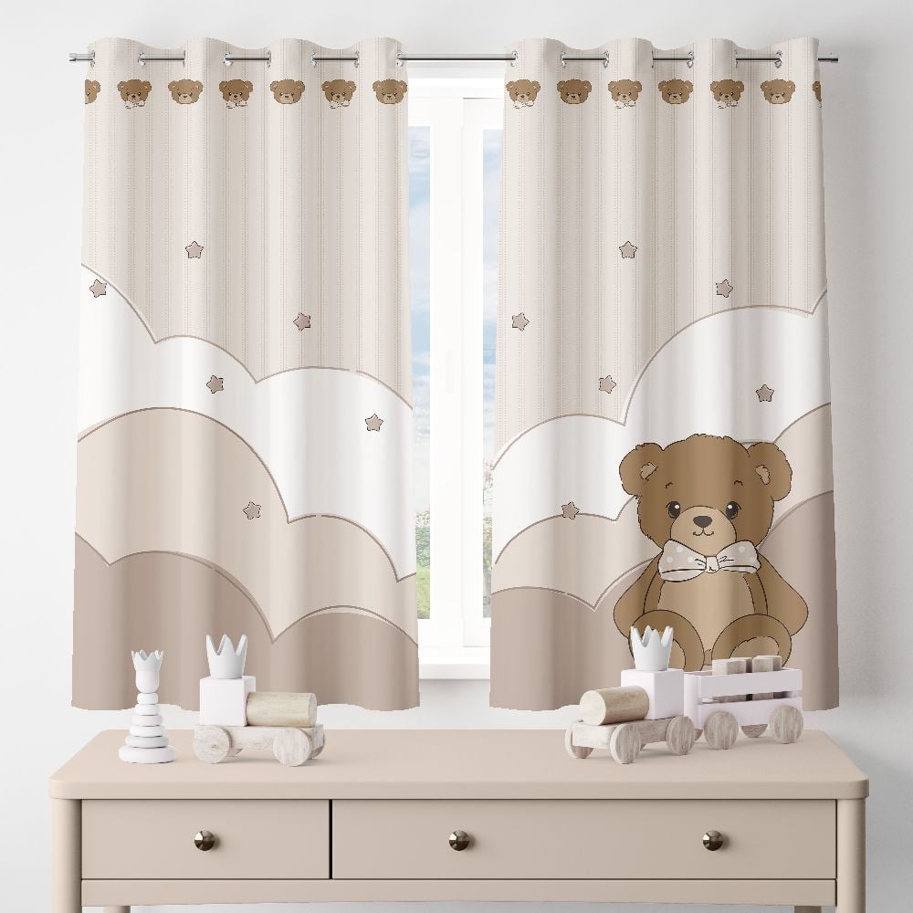 Cortina Infantil para Quarto 2,60X1,70 m Havan Baby - URSO BEGE