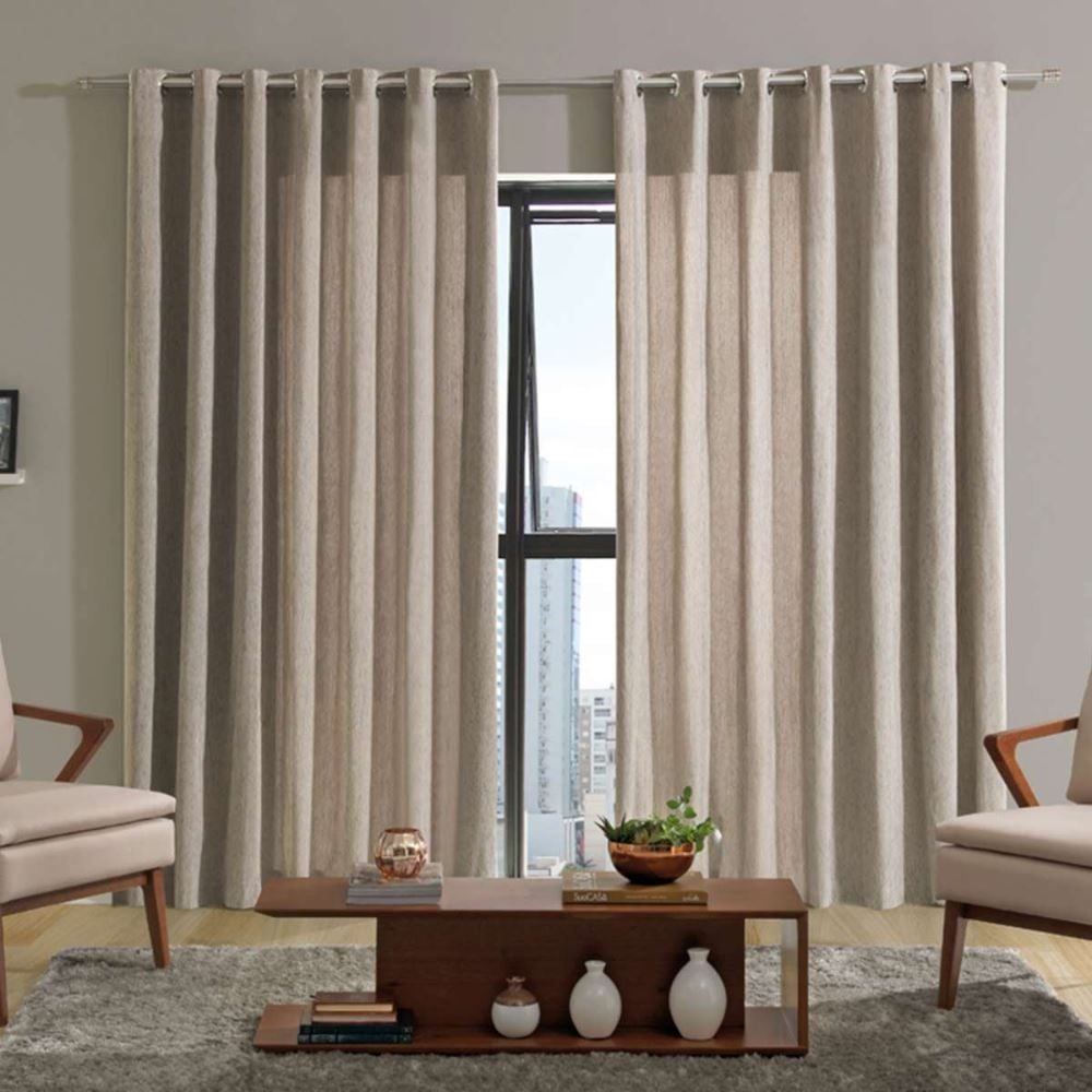 Cortina Para Quarto E Sala Rústica 2,60X2,30 M Niger Havan Casa - AREIA