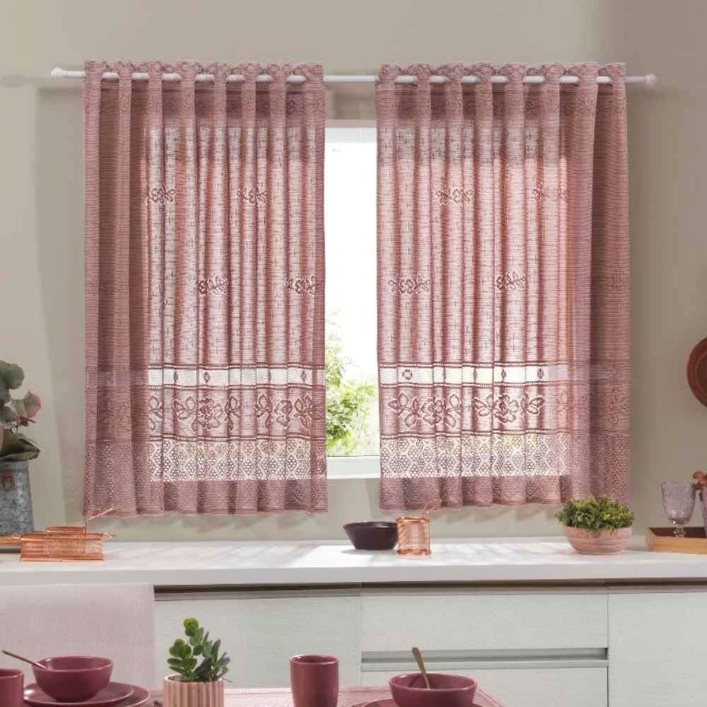 Cortina Para Cozinha 2,00X1,50 M Valencia Lisa Havan Casa - Rosa