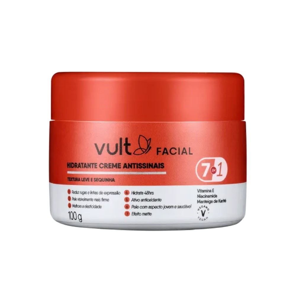 Creme Hidratante Facial Noturno 7 Em 1 Vult 100G - Care Antissinais