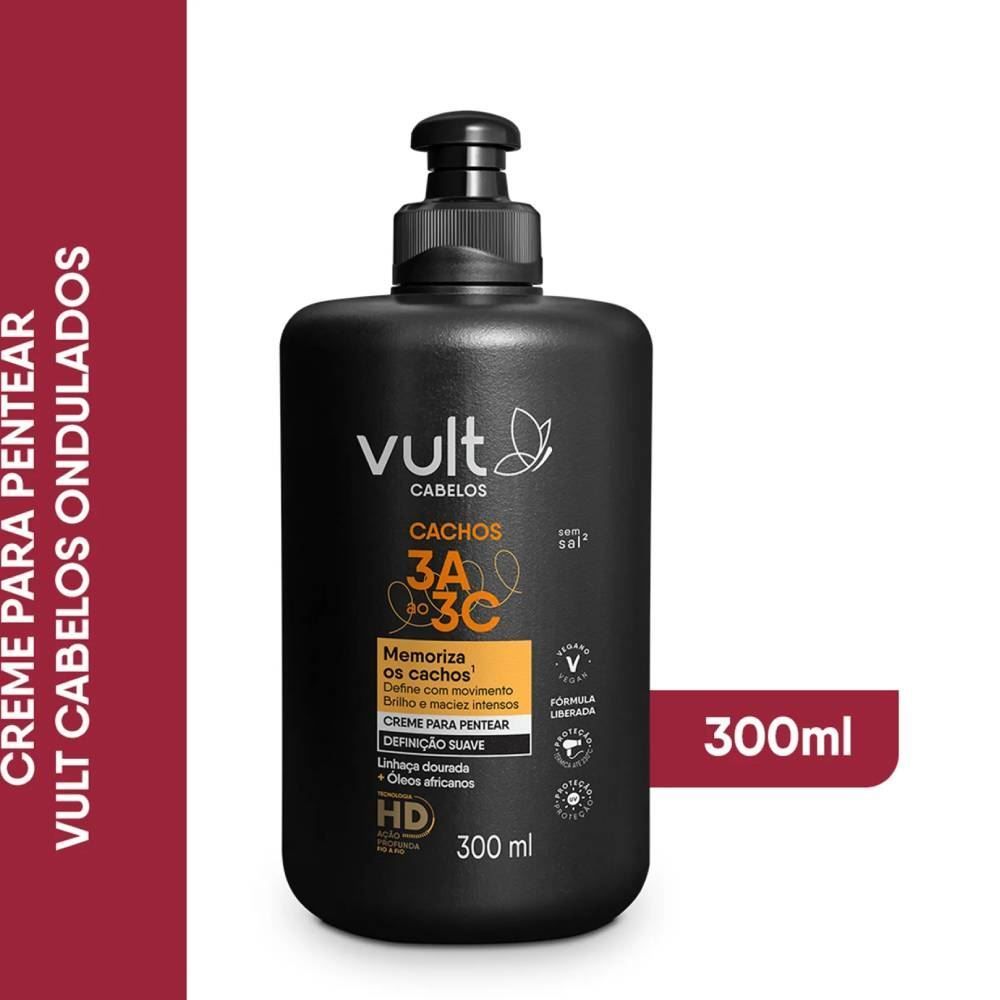 Creme Para Pentear Vult Cabelo Cachos Suaves - 300ml