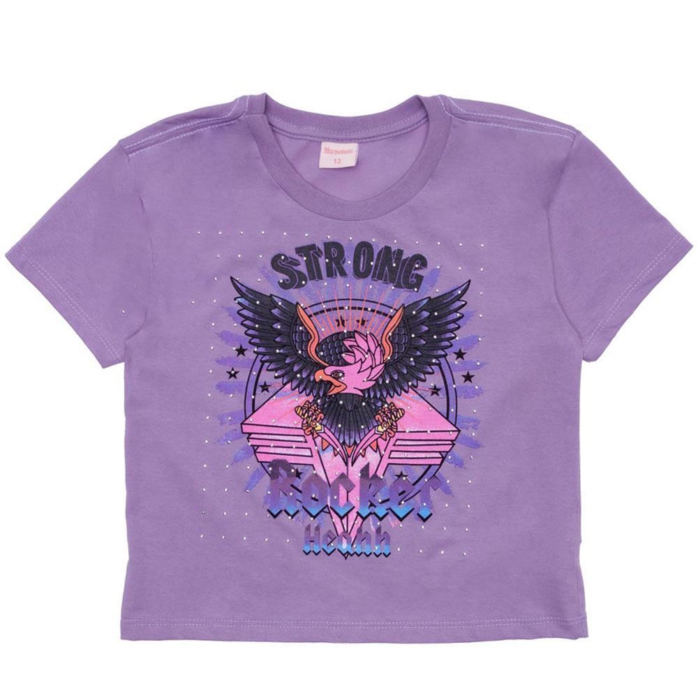 Cropped 12 a 16 anos M/Malha com Silk + Strass Marmelada